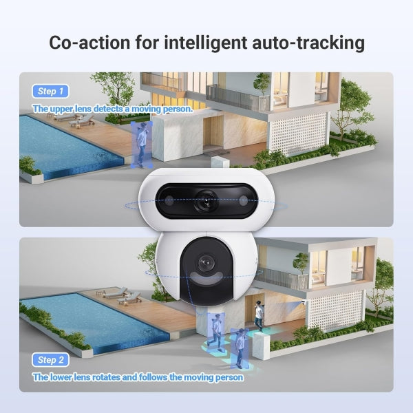 Webcam Esterna a Batteria Network ipcam Wireless Dual 2K + Pannello Solare 8W