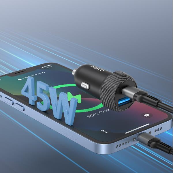 Caricatore Auto Usb-A/Usb-C - 45W