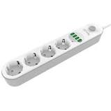 Multipresa 4 porte Schuko + 4 Usb col.bianco