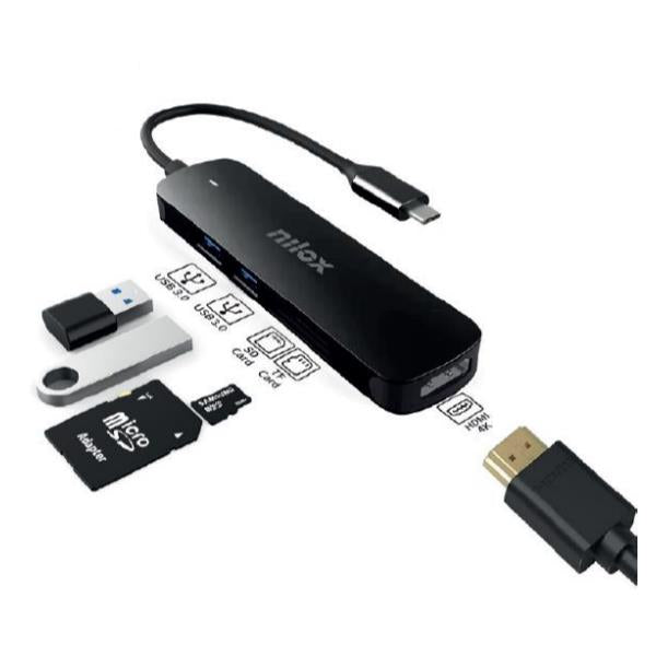 Adattatore Usb-C Maschio a Usb 3.0x2/Hdmi/Card Reader