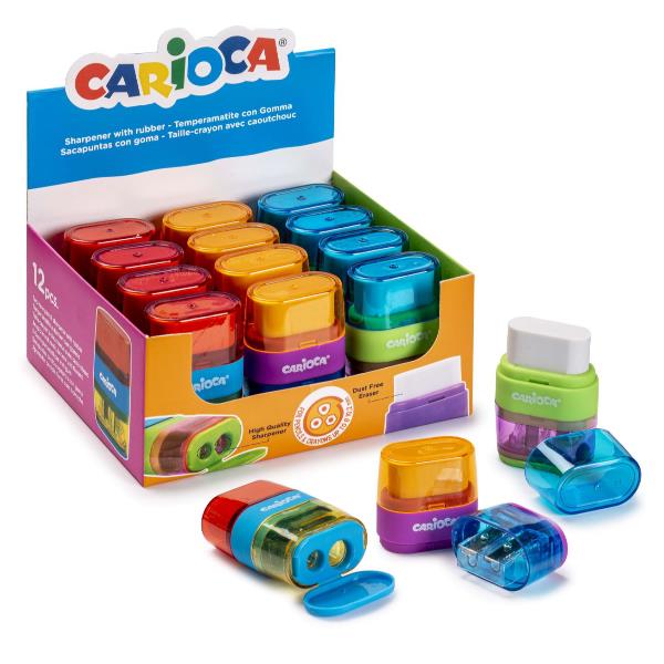 Temperamatite in plastica con contenitore 2 Fori + Gomma