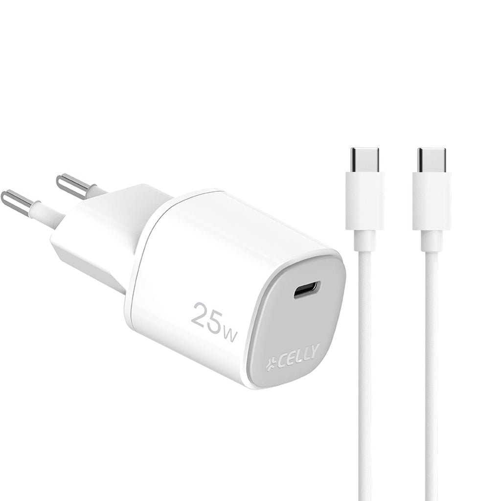 Caricatore Rete Usb-C 25W + Cavo Usb-C/Usb-C