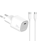 Caricatore Rete Usb-C 25W + Cavo Usb-C/Usb-C