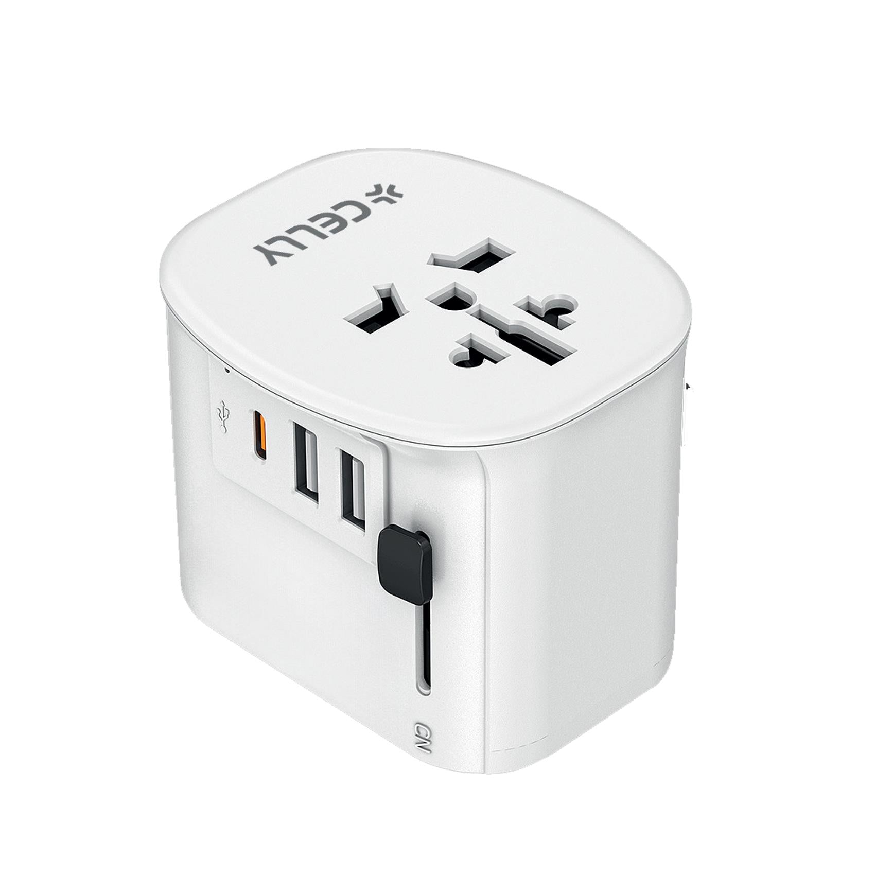 Caricatore Rete Usb-C/2xUsb internazionale World Adapter