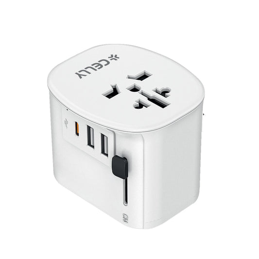 Caricatore Rete Usb-C/2xUsb internazionale World Adapter