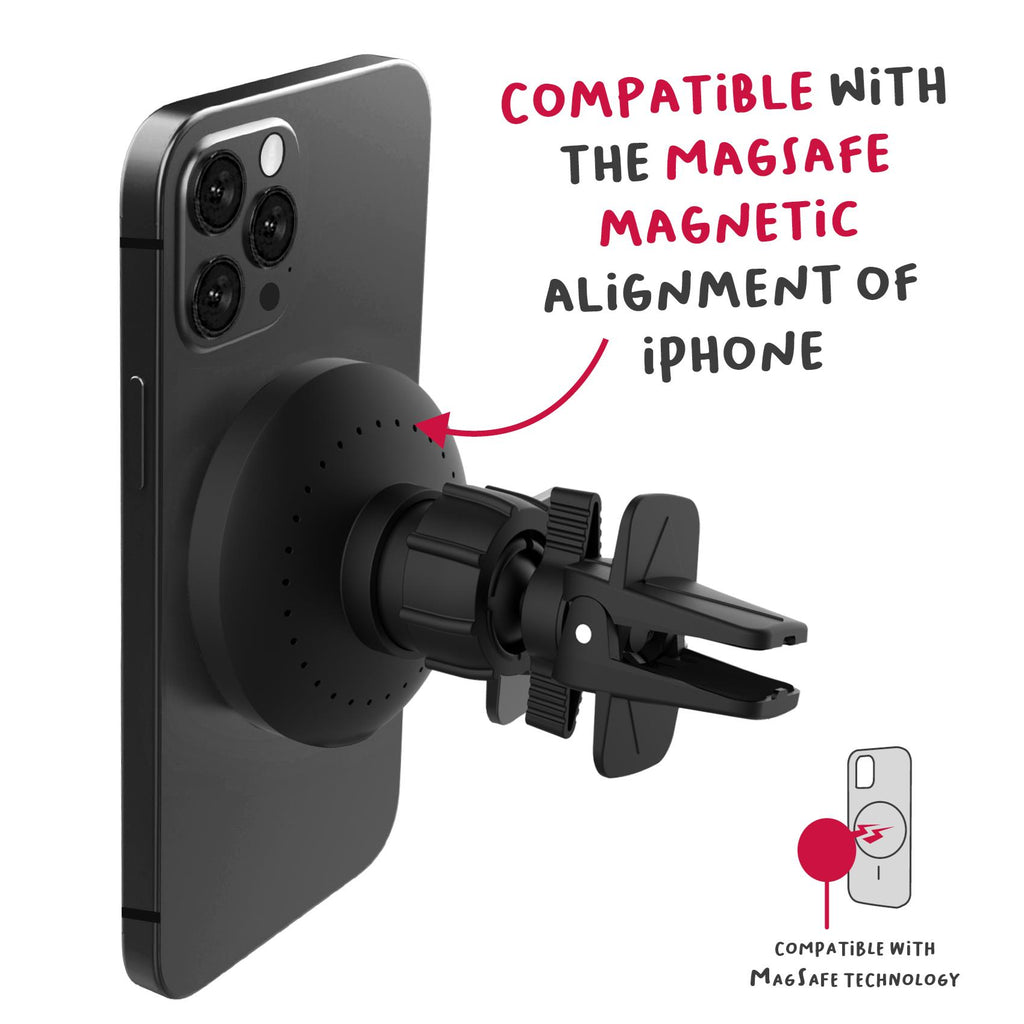 Supporto smartphone da auto per Bocchette MagSafe Ghost con Ricarica Wireless