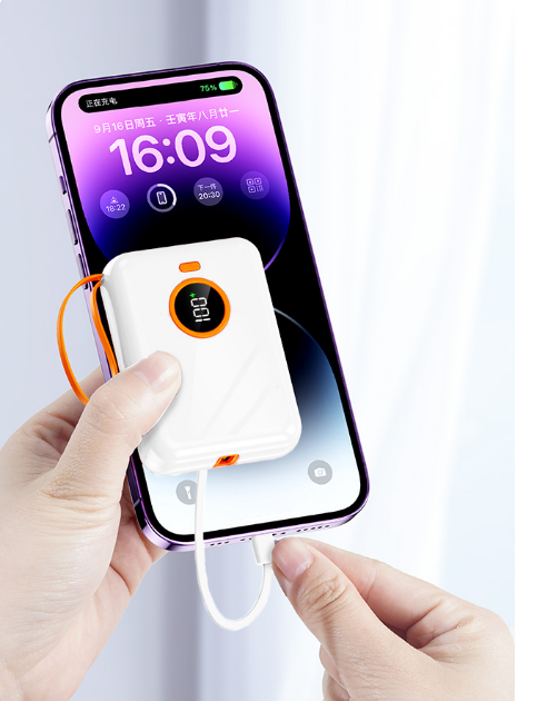 Caricabatterie Portatile 10000mAh Cavi interni Usb-C/Lightning SmartPhone