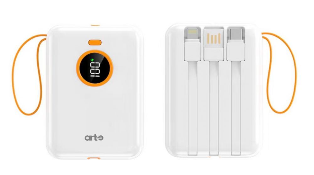 Caricabatterie Portatile 10000mAh Cavi interni Usb-C/Lightning SmartPhone