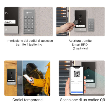 VideoCitofono + Schermo Touch 7" + Tastierino + Tag Network ipcam Wireless 2K