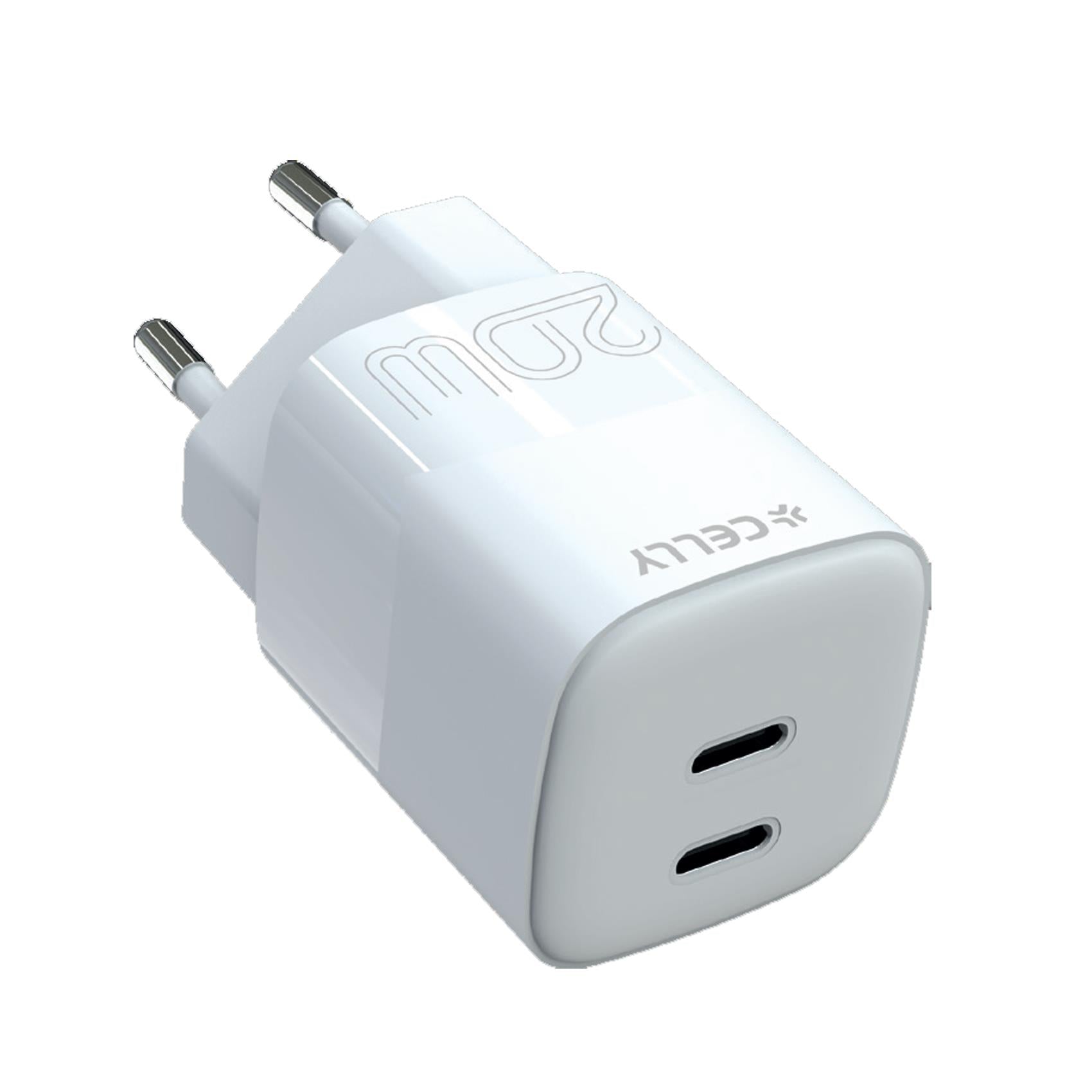 Caricatore Rete 2xUsb-C - 20W universale col.bianco