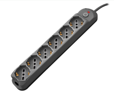 Multipresa 6 porte Schuko/Ital.