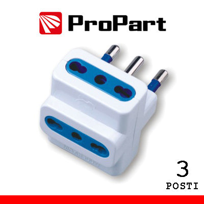 Spina Adattatore triplo - Spina 2P+T 16A - Prese 2P+T 16A