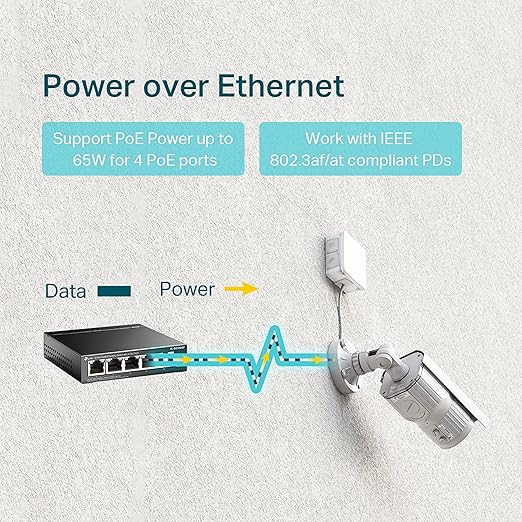 Switch Desktop PoE+ 65W 5 porte Ethernet 10/100/1000 MBPS