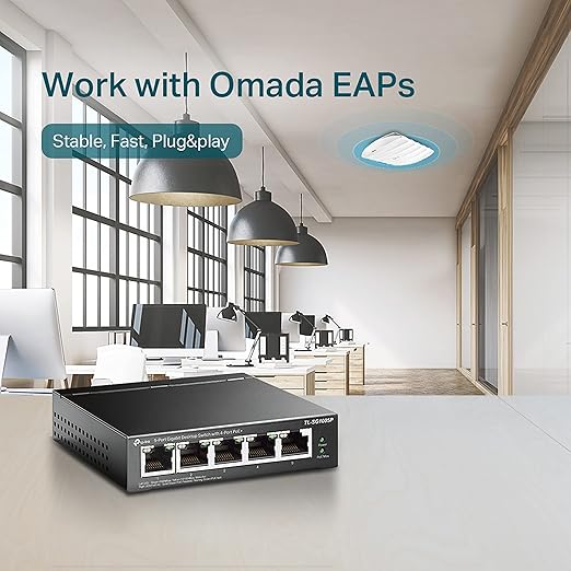 Switch Desktop PoE+ 65W 5 porte Ethernet 10/100/1000 MBPS