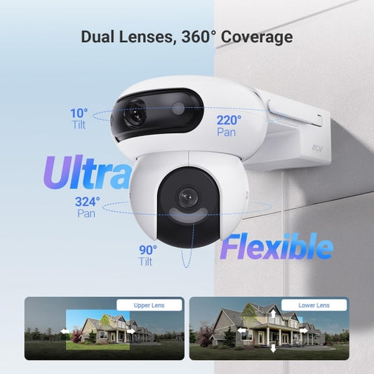 Webcam Esterna a Batteria Network ipcam Wireless Dual 2K + Pannello Solare 8W