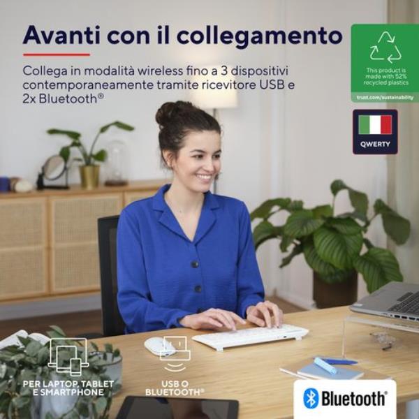 Tastiera Bluetooth+Wireless Multidispositivo