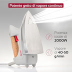 Ferro da Stiro a vapore inox Ferro 800W/Caldaia 1200W