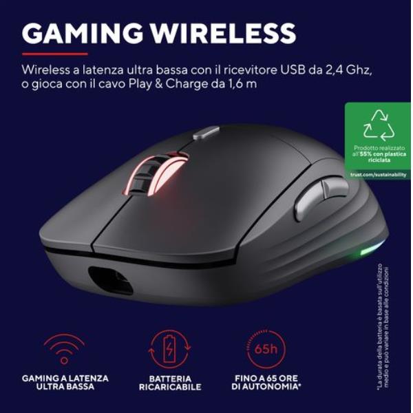 Mouse Gaming Large Wireless USB 2.0
