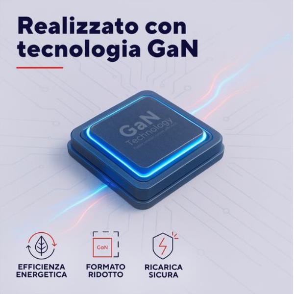 Caricatore Rete Dual Usb-C - 100W con Cavo Usb-C 2m universale