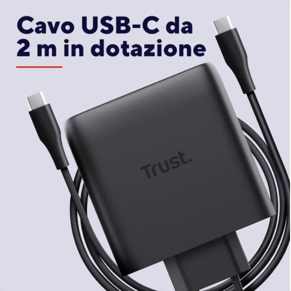 Caricatore Rete Dual Usb-C - 100W con Cavo Usb-C 2m universale