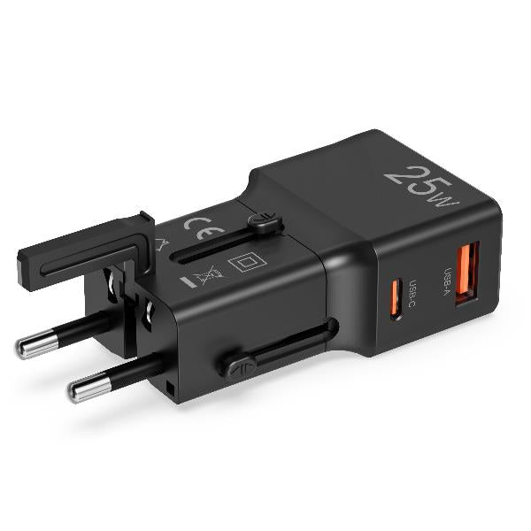 Adattatore internazionale con doppia porta Usb/Usb-c - 25W