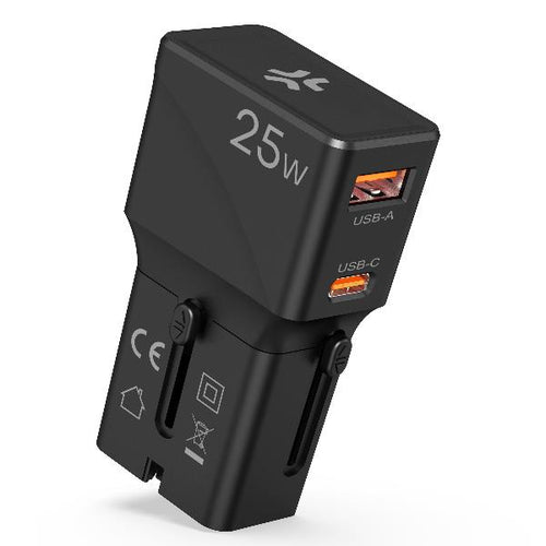 Adattatore internazionale con doppia porta Usb/Usb-c - 25W