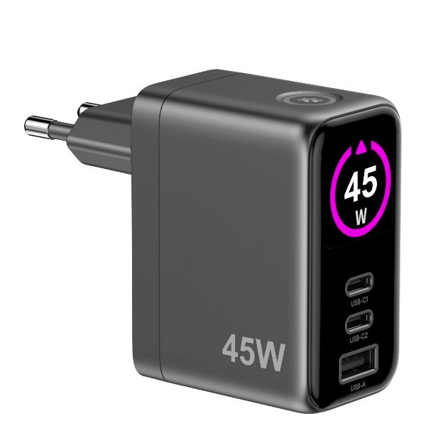 Caricatore Rete Usb/Usb-C con display 45W