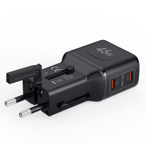 Adattatore internazionale con doppia porta Usb/Usb-c - 45W