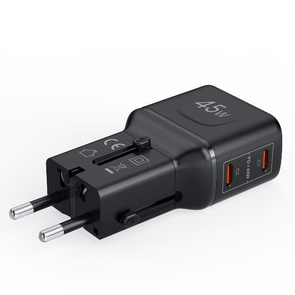 Adattatore internazionale con doppia porta Usb/Usb-c - 45W
