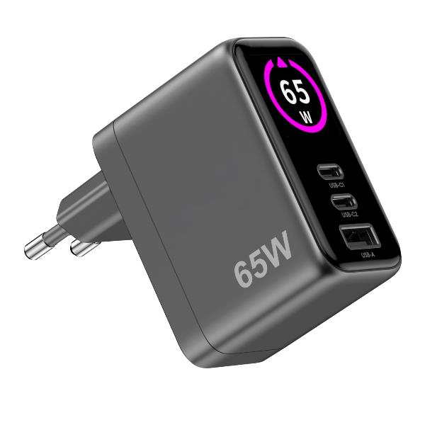 Caricatore Rete Usb/Usb-C con display 65W