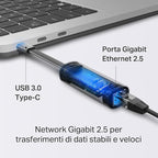 Adattatore Lan RJ45 Gigabite 2.5 su Type-C