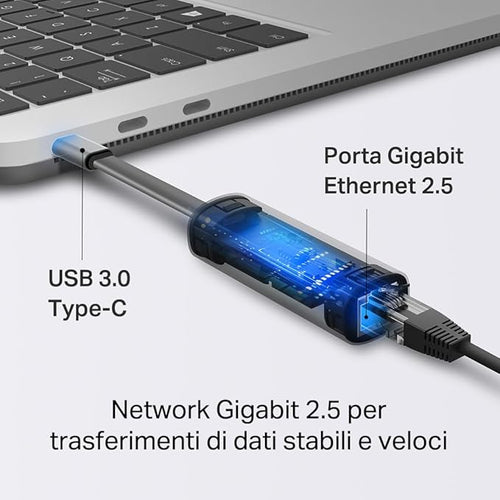 Adattatore Lan RJ45 Gigabite 2.5 su Type-C