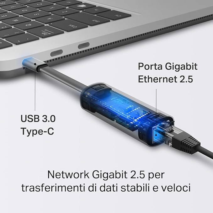 Adattatore Lan RJ45 Gigabite 2.5 su Type-C