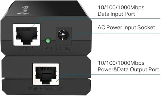 Adattatore Injector PoE 15W Ethernet 10/100/1000 MBPS