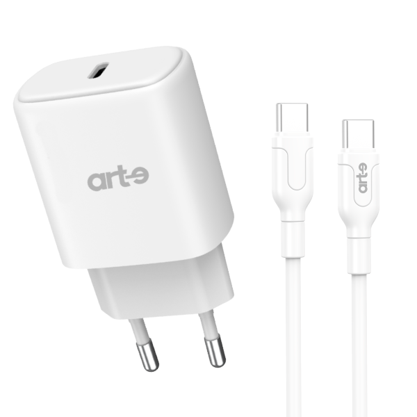 Caricatore Rete Usb-C 20W + Cavo Usb-C/Usb-C