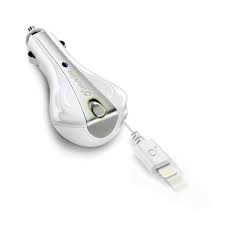Caricatore Auto Lightning con cavo riavvolgibile col.bianco