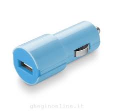 Caricatore Auto Usb 2.0 1A universale col.blu