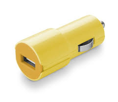 Caricatore Auto Usb 2.0 1A universale col.giallo