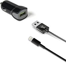 Caricatore Auto Usb 2.4A + Cavo Lightning col.nero