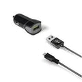 Caricatore Auto Usb 2.4A + Cavo Micro Usb col.nero