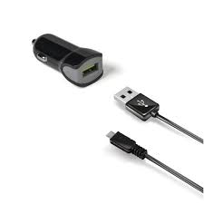 Caricatore Auto Usb 2.4A + Cavo Micro Usb col.nero