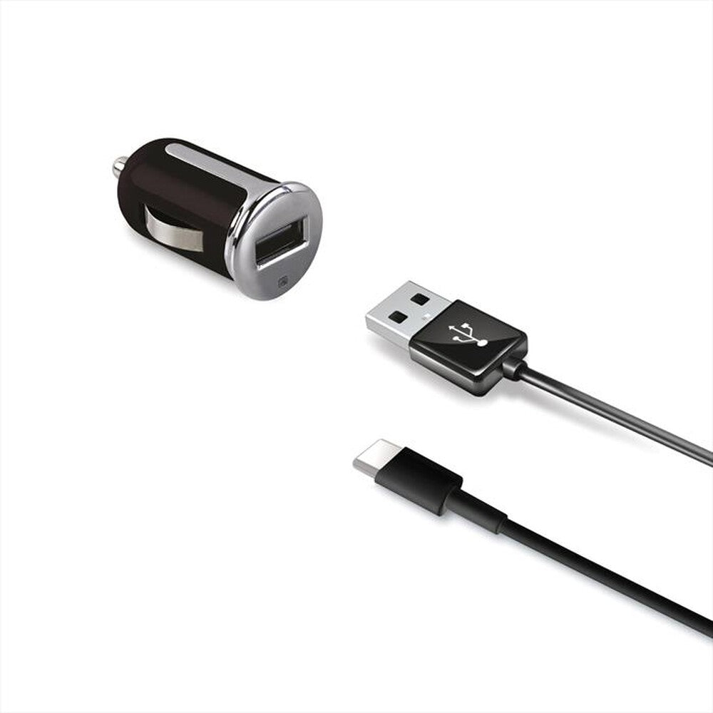 Caricatore Auto Usb 2.4A + Cavo Type-C col.nero
