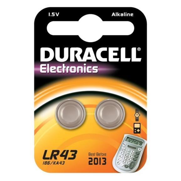 Batteria pasticca LR 43 Duracell 1,5V bl. 2pz